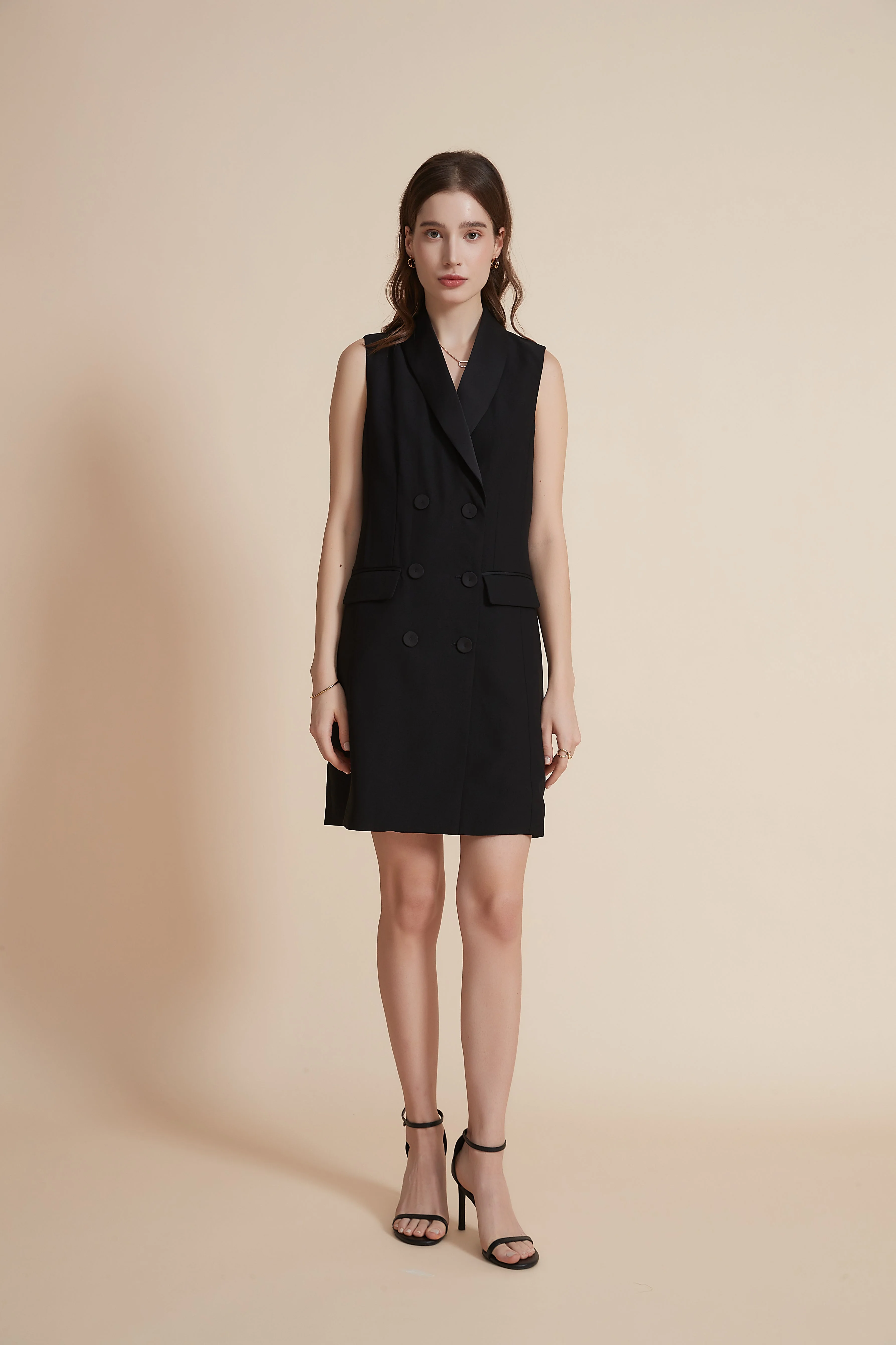 Sleeveless Long Jacket with Front Buttons - Image 5