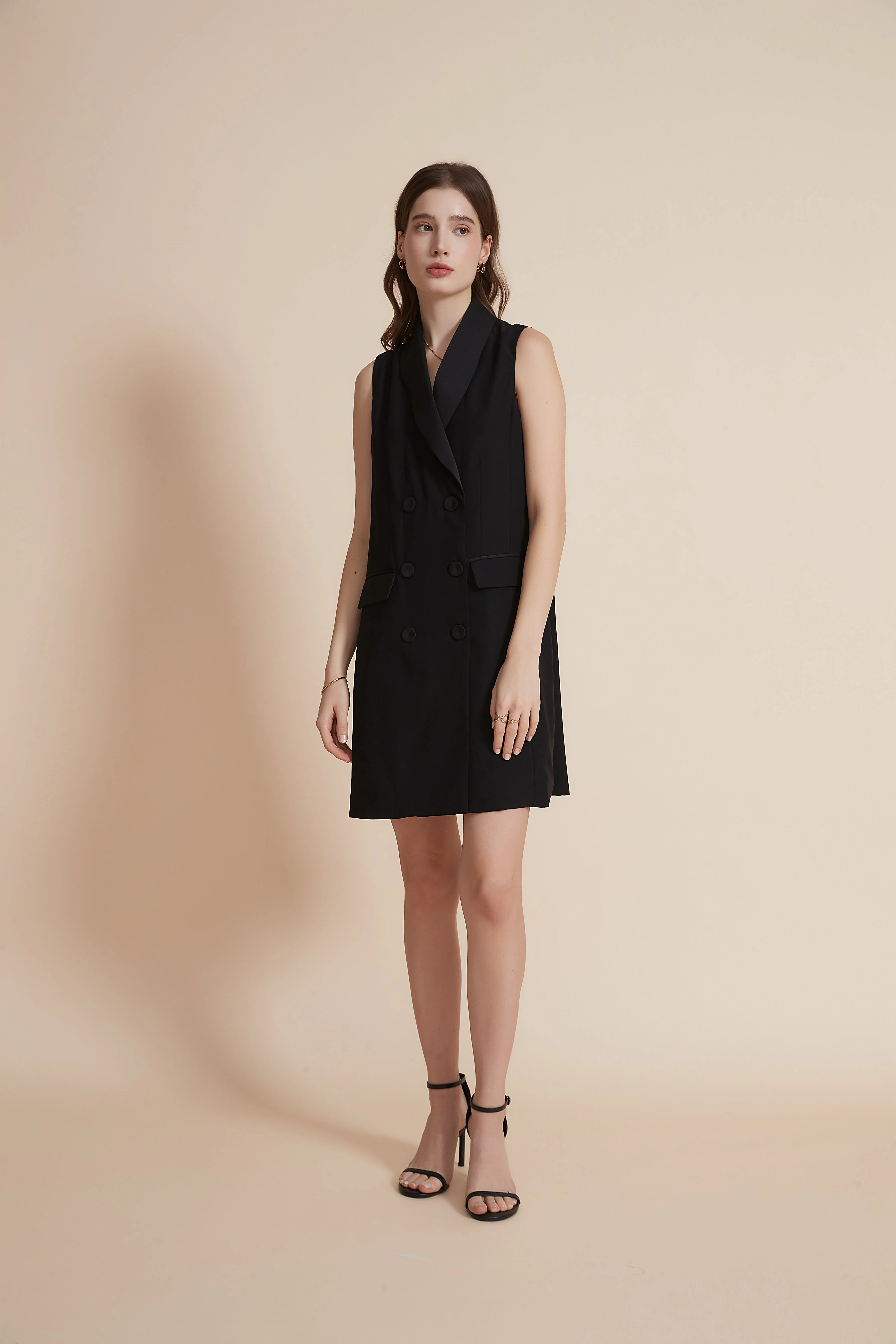 Sleeveless Long Jacket with Front Buttons - Image 7