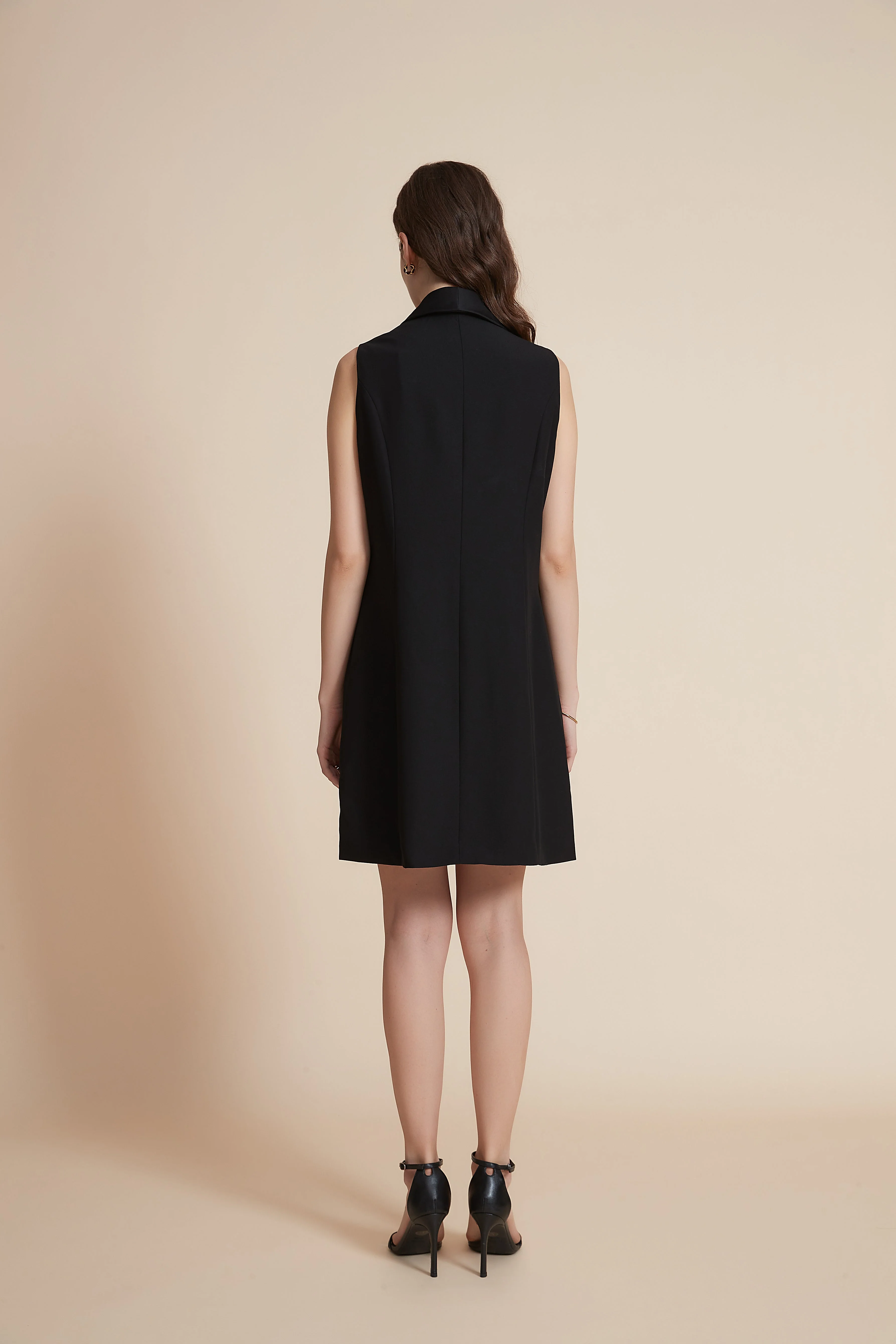 Sleeveless Long Jacket with Front Buttons - Image 8